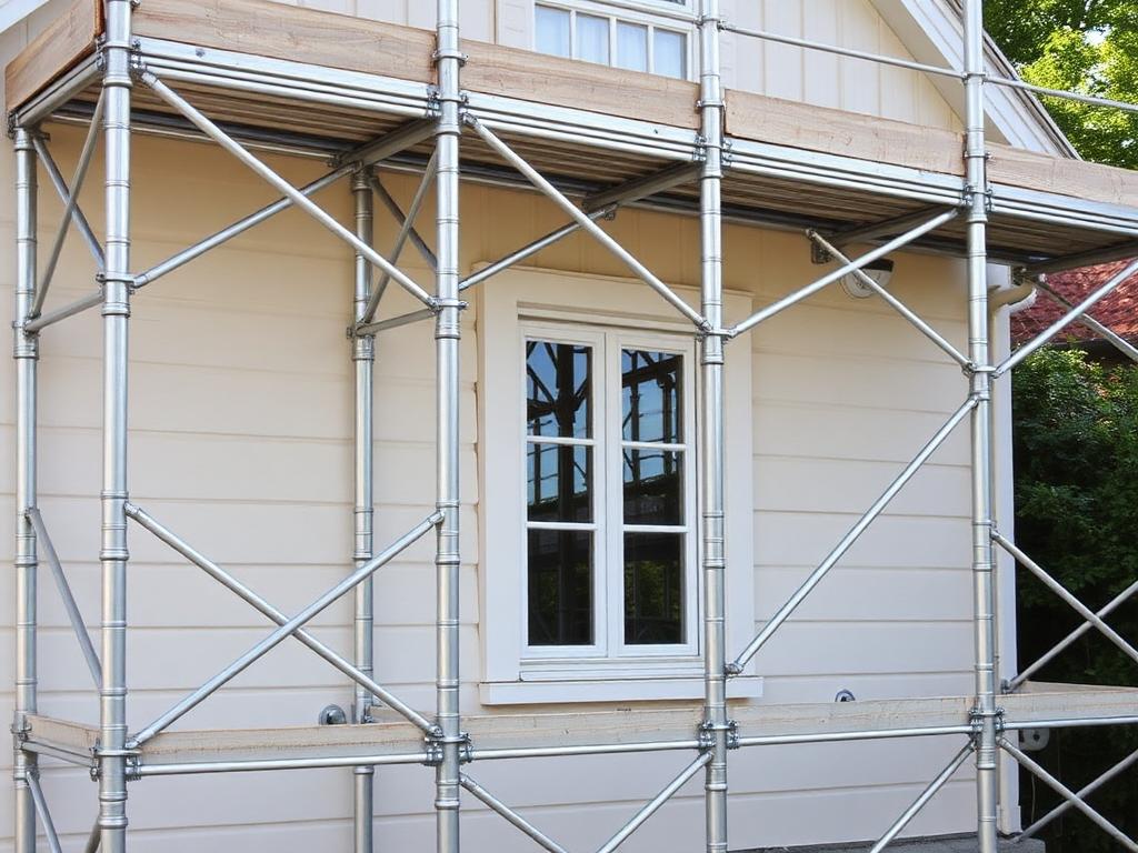 Aluminium fasadestillas rundt bolig